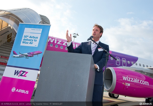A Wizz Air átvette ötvenedik Airbus A320 típusú repülőgépét