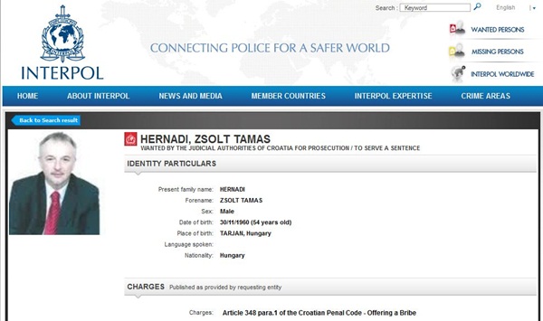 Ismét felkerült Hernádi Zsolt neve az Interpol körözési listájára