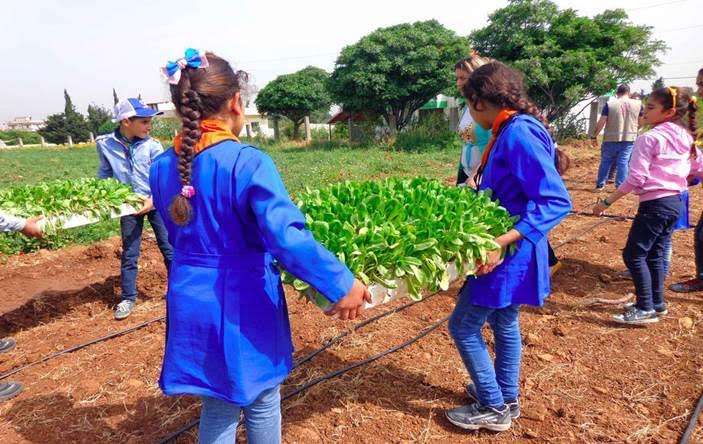 Szíriai iskolák tápláló játszótérrel