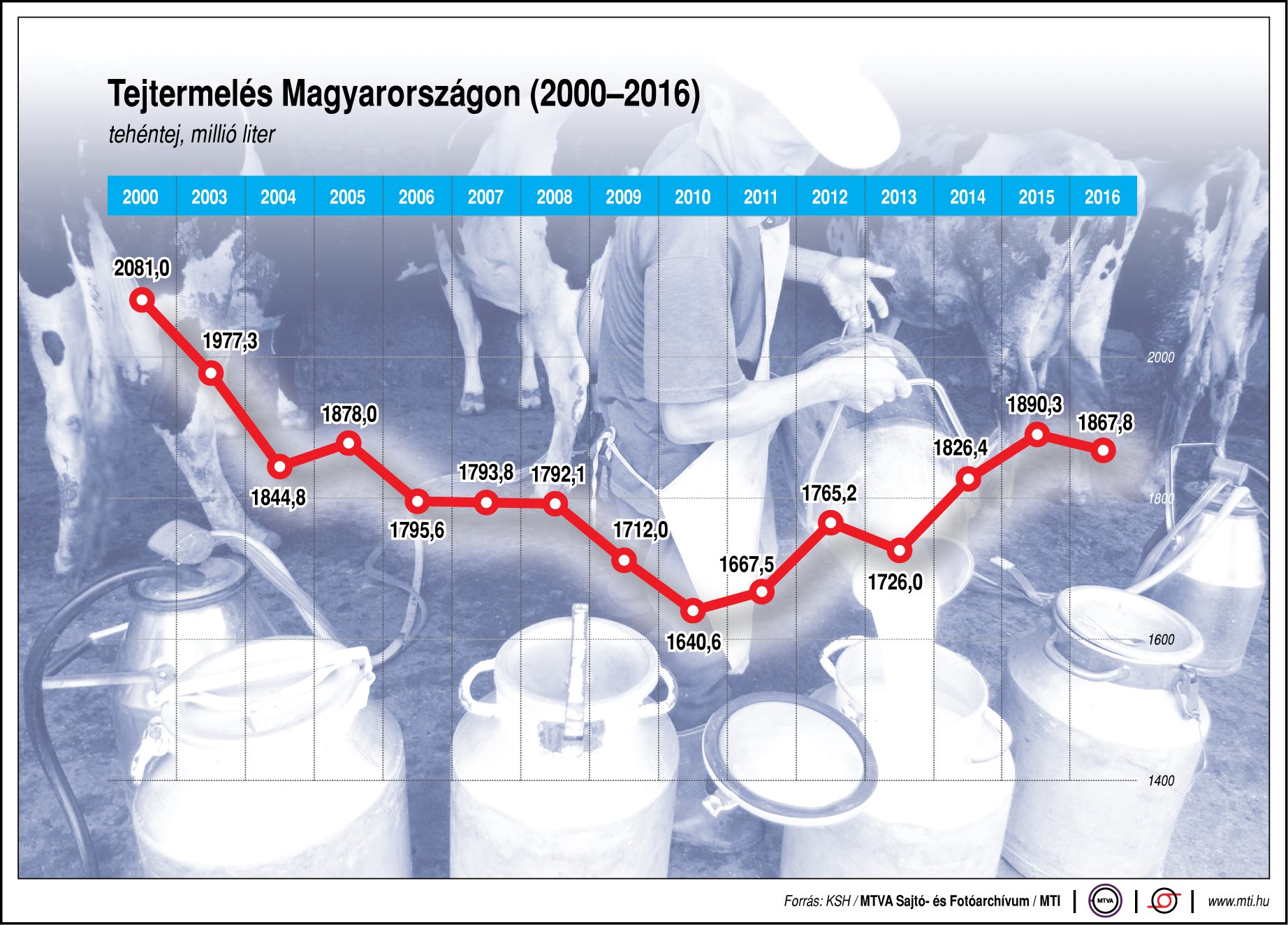 Mennyi tejet termel Magyarország? - egy ábrán mutatjuk