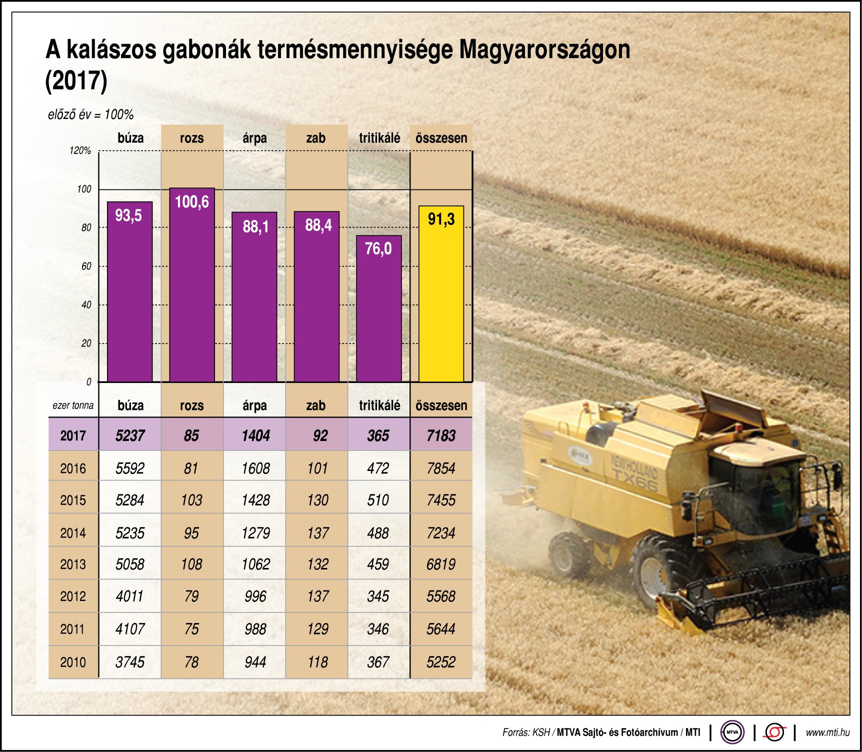 Ennyi kalászos gabona terem Magyarországon - egy ábrán
