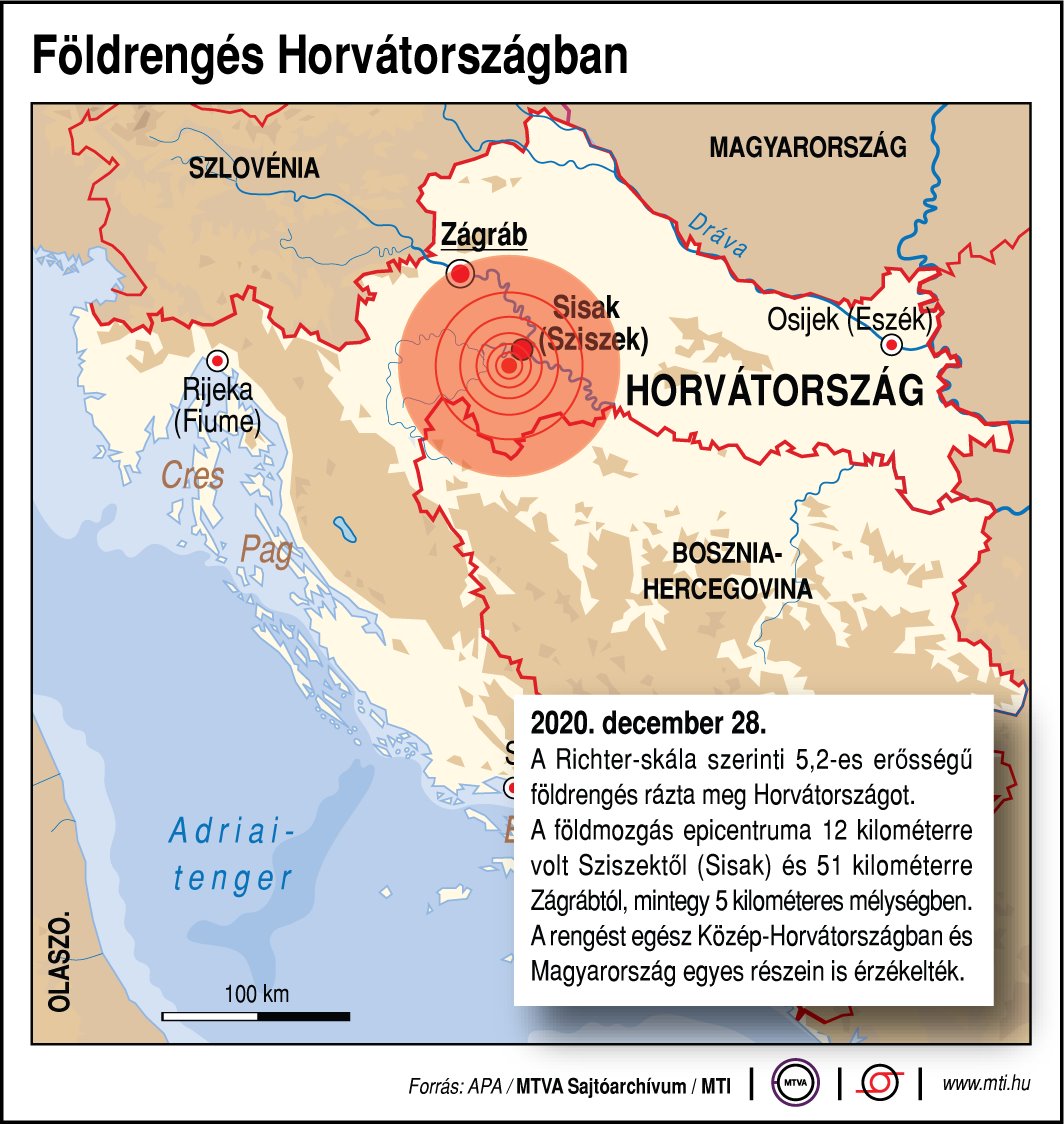 Földrengés Horvátországban - Ábrán mutatjuk a részleteket!