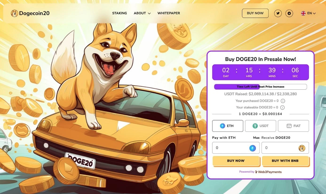 A Dogecoin20 lekörözi az eredetit, már 2 millió dollárt gyűjtött az előértékesítésen