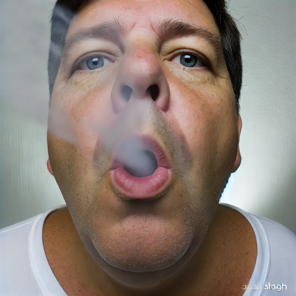cigarettázó férfi fújja ki a dohányfüstöt a szájából