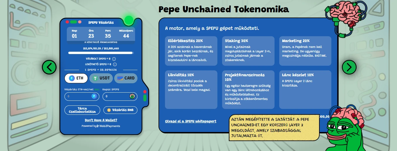 tokenomika Pepe Unchained kriptodeviza ICO