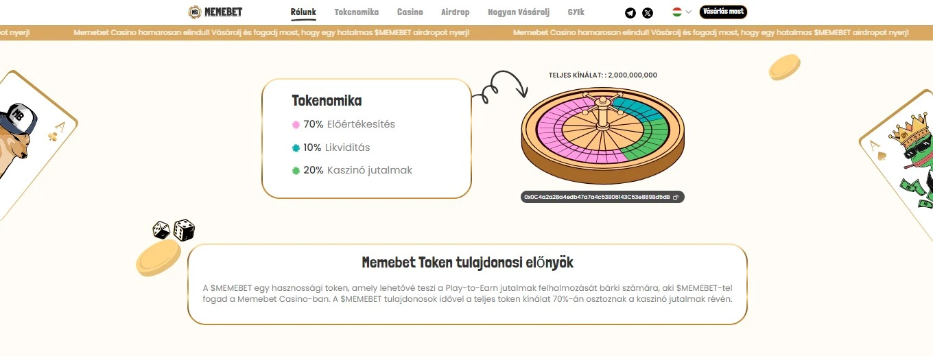 Memebet kriptovaluta token előértékesítés