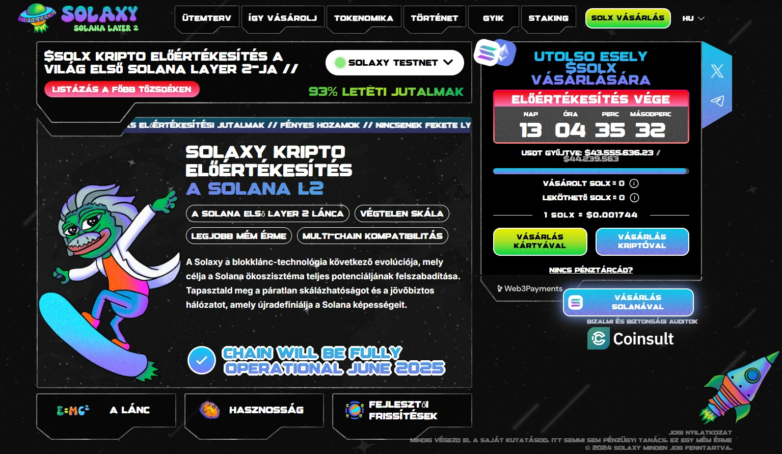 Solaxy kriptovaluta előértékesítés és kriptó vásárlás