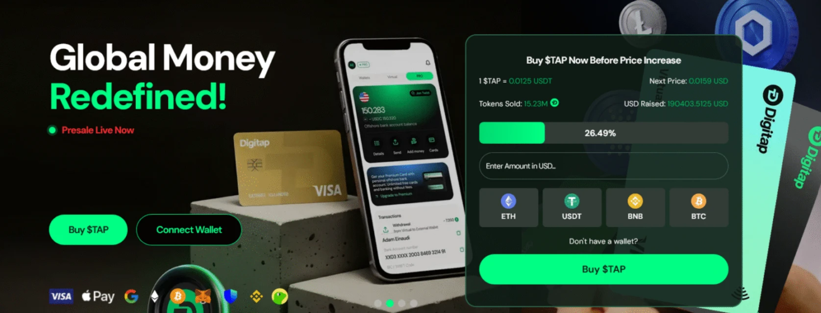 Digitap $TAP kriptovaluta vásárlása előértékesítésben