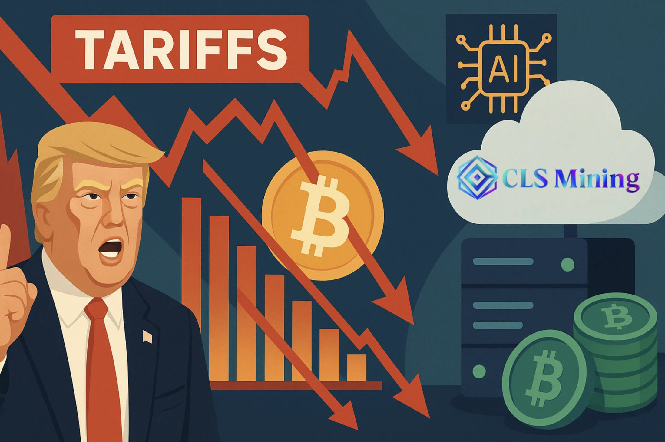 Trump vámtarifái hatással vannak a kriptovaluta-piacra. Hogyan keressünk napi 7800 dollárt a CLS Mininggel
