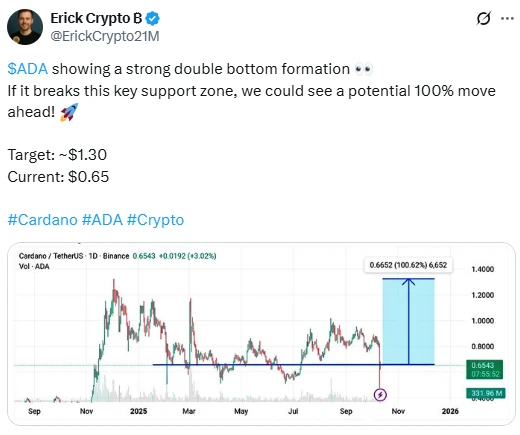 Erick Crypto B ADA árfolyam elemzés