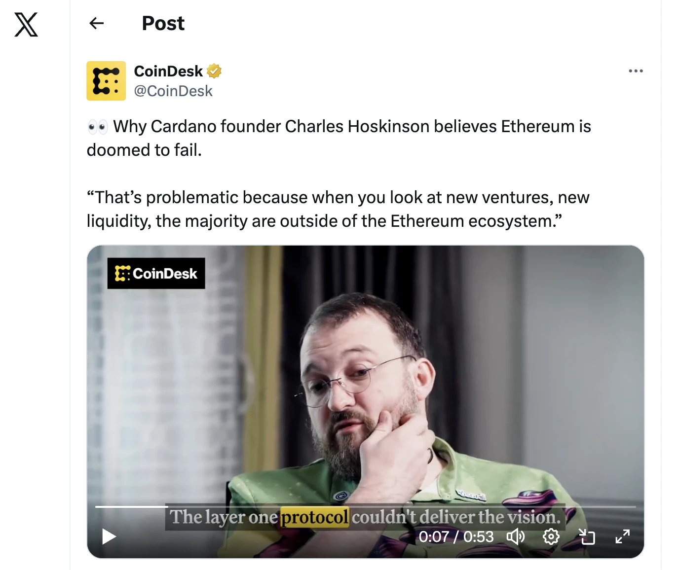Cardano alapító Charles Hoskinson