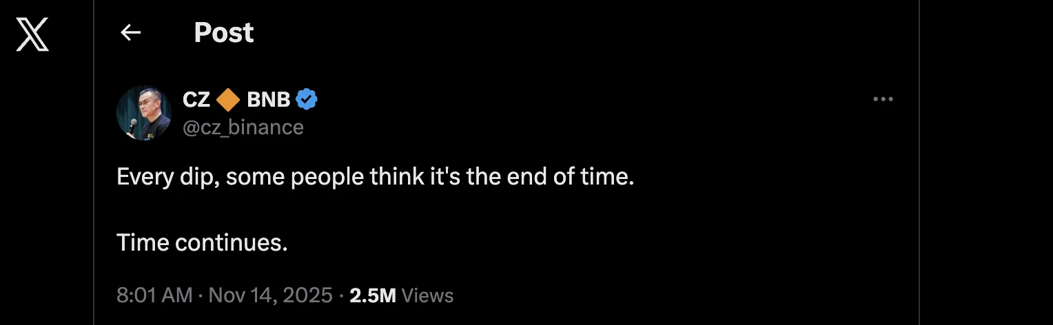 CZ Binance post a Bitcoin esése miatt