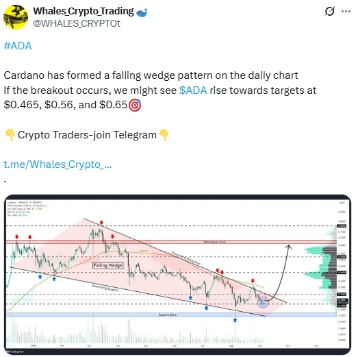 Whales Crypto Trading Cardano árfolyam előrejelzés és technikai elemzés friss