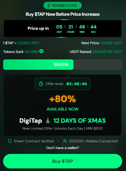 Digitap kriptovaluta előértékesítése és árazása 