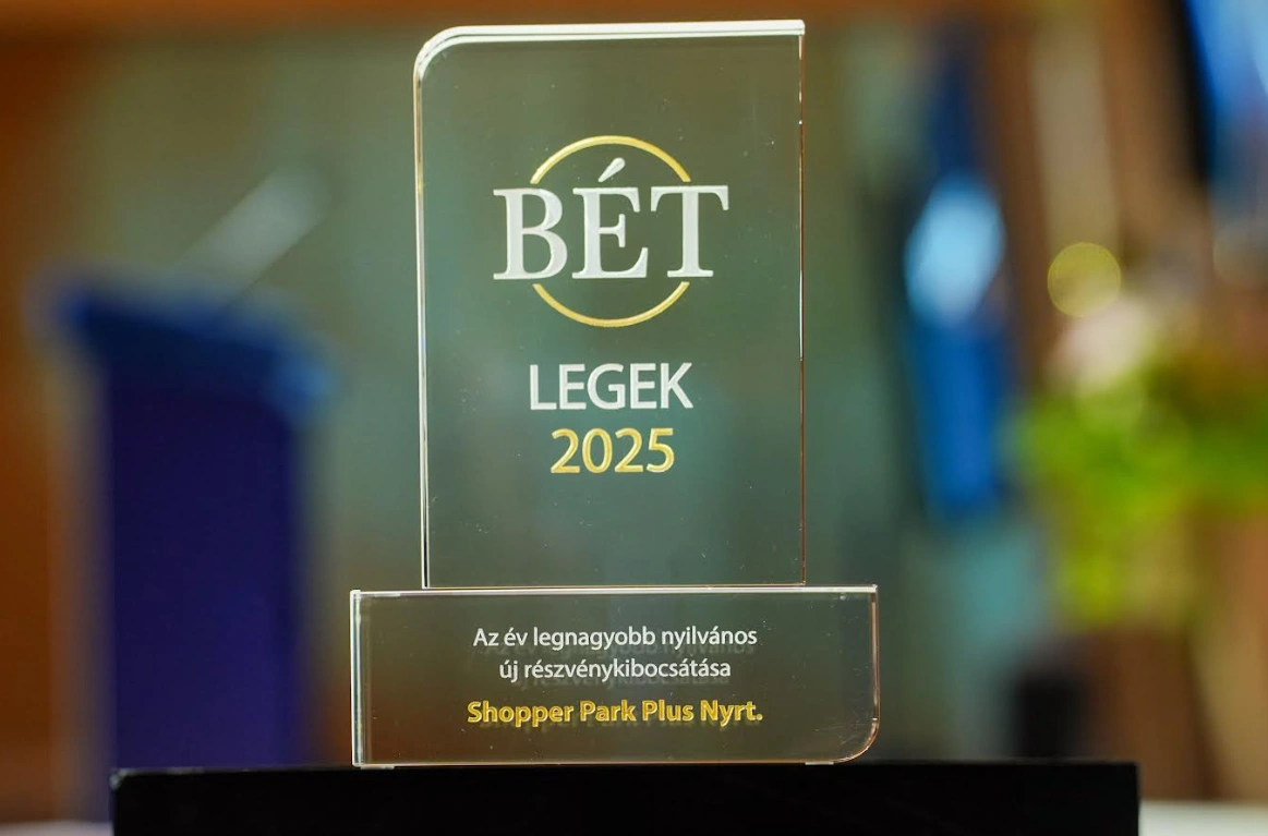 A Shopper Park Plus Nyrt. ismét BÉT Legek díjat nyert