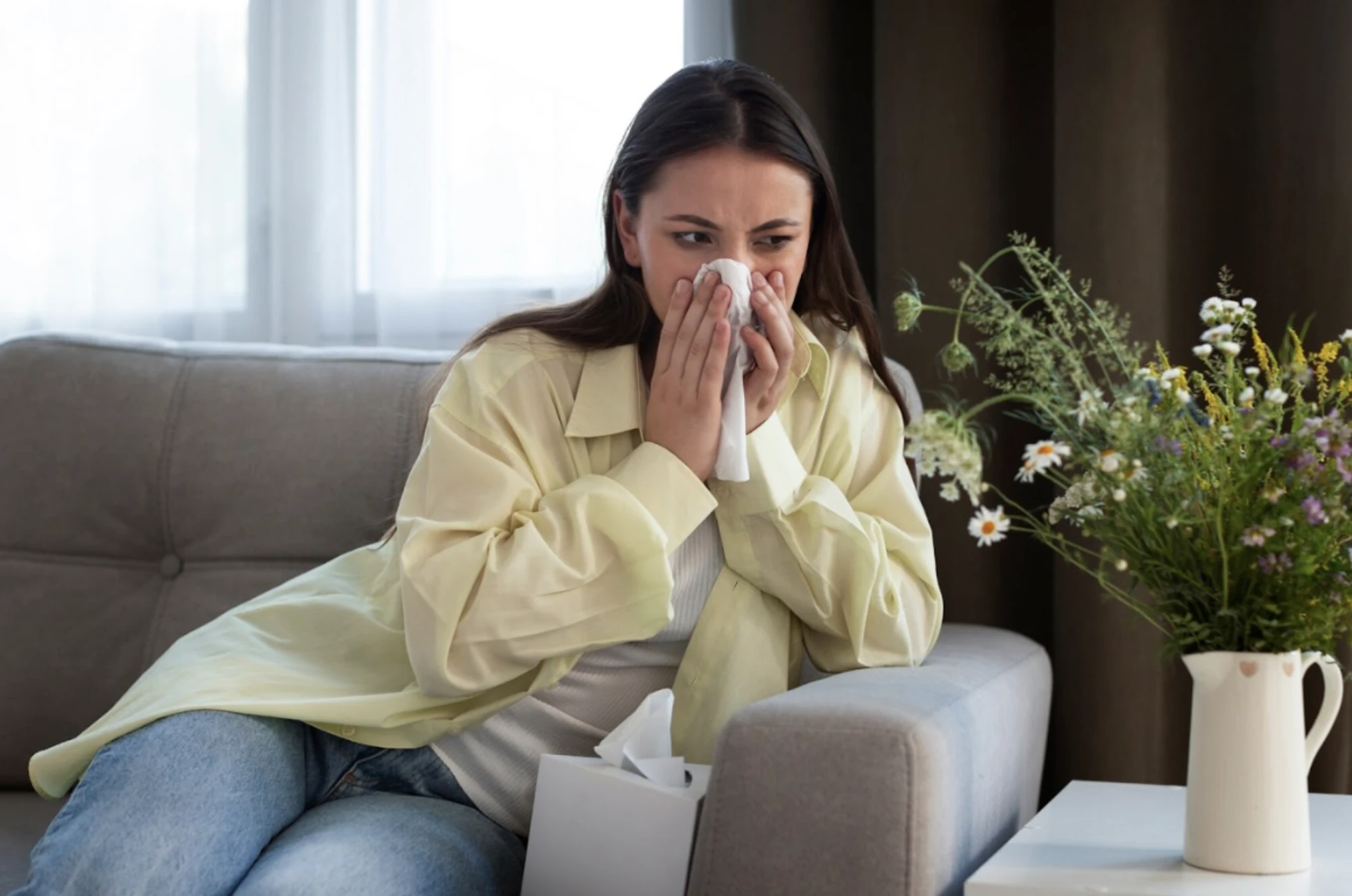 beteg ember aki az orrát fújja felthetően allergiás