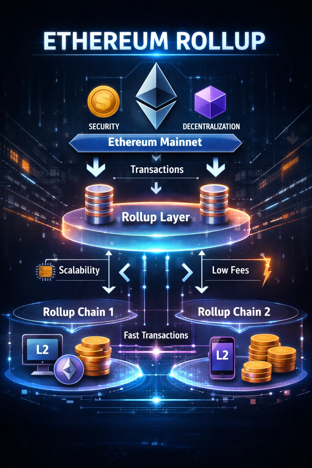 Ethereum rollup jelentése és működése egy ábrán bemutatva