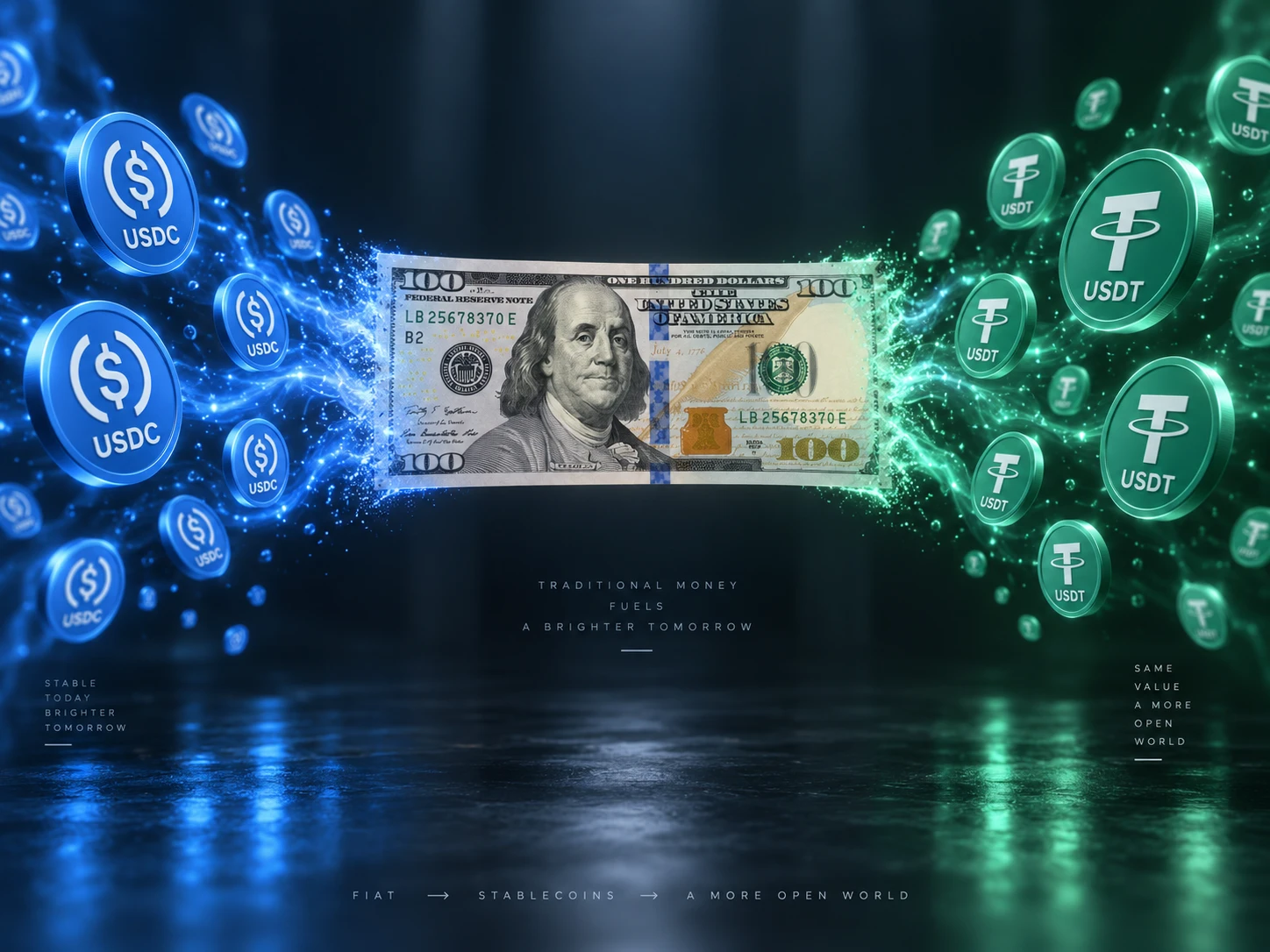 Az USDT és az USDC dollár alapú stabilcoinok a piac vezető stablecoin tokenjei.